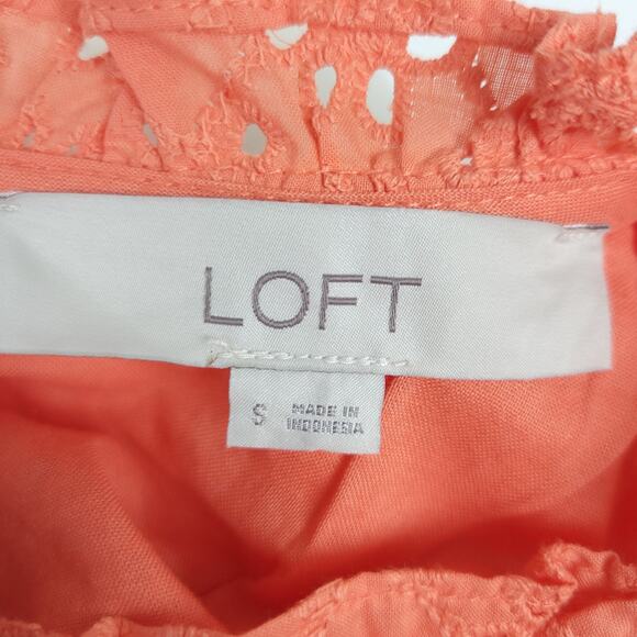 Loft Eyelet Tiered Swing Mini Dress Creamy Peach Pink Size Small - Picture 8 of 10